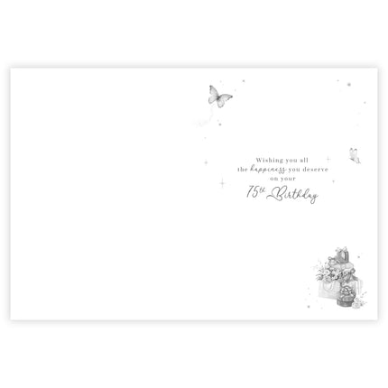 75th Birthday Card for Women - Pretty Floral Feminine Design - Embossed Foil Finish - Age 75 Birthday Greeting Card for Her