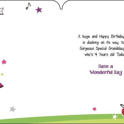 Birthday Card for a Special Granddaughter – Age 4 Unicorn Design