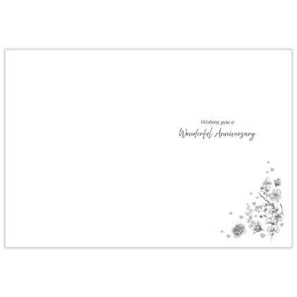 Congratulations Anniversary Card - Romantic Floral Love Heart Design - Embossed Gold Foil Finish - Premium Greeting Card with Envelope