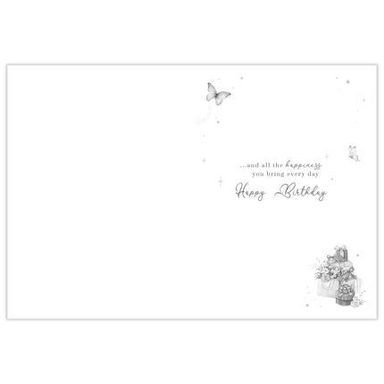 Birthday Card for Women - Pretty Flowers, Presents & Balloon Design - Embossed Gold Foil Finish - Premium Birthday Greeting Card with Envelope for Her