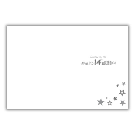 Boys 14th Birthday Card - Colourful Stars Design - Incredible, Super, Amazing Birthday - Age 14 Happy Birthday Card for Him