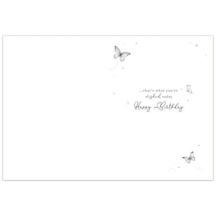 Birthday Card for Women - Pretty Cake, Flowers & Butterflies Design - Embossed Gold Foil Finish - Premium Birthday Greeting Card with Envelope