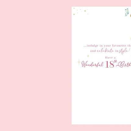 18th Birthday Card for Girls - Age 18 Stylish Girl & Balloons Design - Embossed Gold Foil Finish - Premium Greeting Card with Envelope