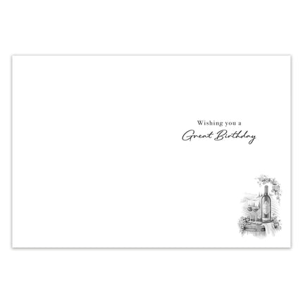 Birthday Card - Lovely Wine & Countryside Design with 3D Embellishments & Foil Finish, Eco-Friendly & Made in the UK