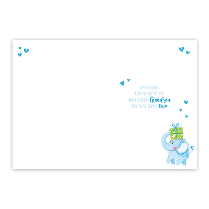 2nd Birthday Card for a Special Grandson, Cute Elephant & Baby