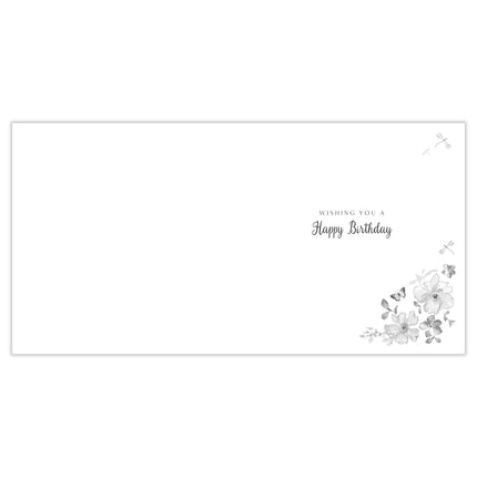 Birthday Card for Women - Pretty Flowers & Butterfly Design - Embossed Gold Foil Finish - Premium Special Birthday Greeting Card with Envelope for Her