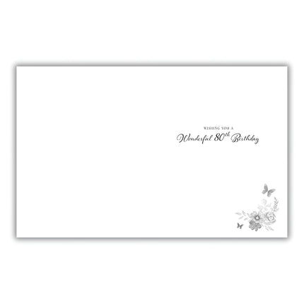 Female 80th Birthday Card - Happy Birthday Card Age 80 with Floral Champagne Pop Design and a Foil Finish with Embellishments - Birthday Card for Women