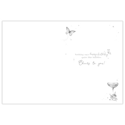 Birthday Card for Women - Pretty Drinks Design - 'Pop Fizz Clink' - Embossed Gold Foil Finish - Premium Birthday Greeting Card with Envelope for Her