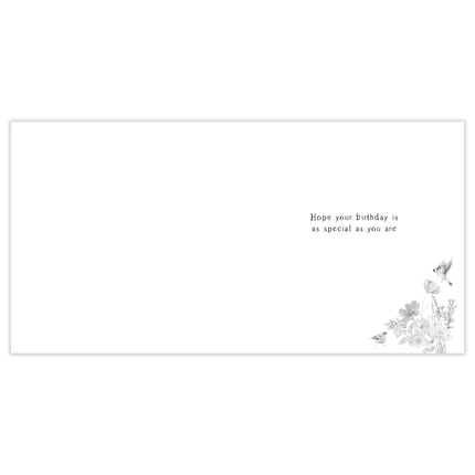 Birthday Card for Sister - Pretty Floral Bird Bath Design - Premium Greeting Card with Envelope