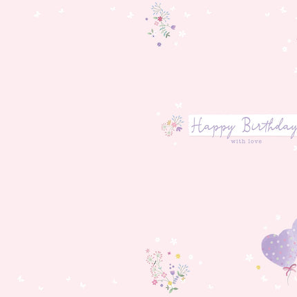 Birthday Card for Daughter - Cute Floral Mouse & Love Hearts - Embossed Gold Foil Finish - Premium Greeting Card with Envelope