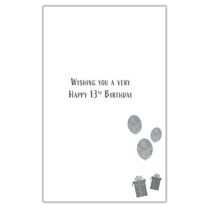 13th Birthday Card for Grandson - Age 13 Fun Cake & Balloons Design - Premium Greeting Card with Envelope
