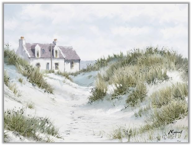 Seascape Canvas Print Wall Art - Nautical Themed Home Decor - Richard Macneil Artwork - Ready to Hang 'White Sands I' Painting - 30 x 40cm