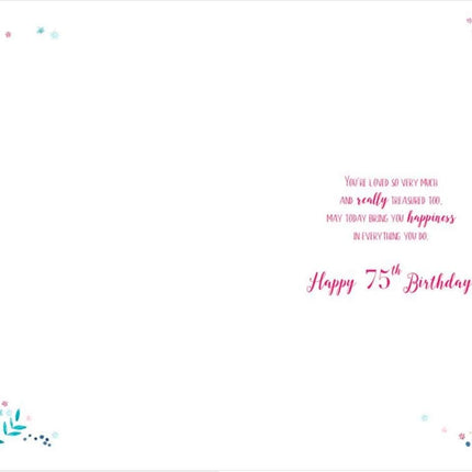 Birthday Card for Mum – Age 75 Floral Design
