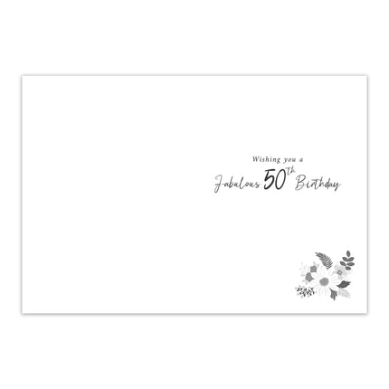 50th Birthday Card for Her, Elegant Floral Design