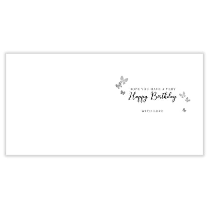 Birthday Card for Sister - Pretty Butterflies & Love Hearts Design - Embossed Gold & Pink Foil Finish - Premium Greeting Card with Envelope