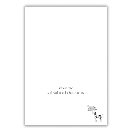 Get Well Card - Get Well Soon In Hospital Card with Dogs and Flowers Design with Embossed Foil Details