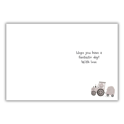 3rd Birthday Card for Grandson – Cute Animal & Vehicle Design with Trucks, Diggers & Emergency Vehicles - 9 x 6 - Age 3 Birthday Greeting Card for Special Grandson - For Boys