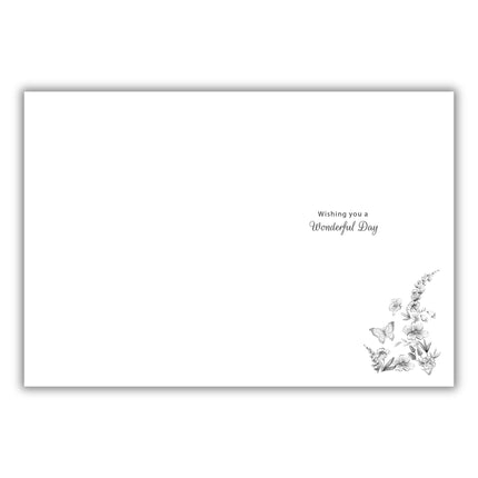 Daughter in Law Birthday Card - Delicate Floral and Butterfly Wreath Design - Embossed Foil Finish - Pretty Birthday Card for a Lovely Daughter in Law - For Her