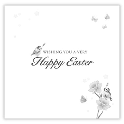 Religious Easter Blessings Greeting Cards Pack of 6 - Easter Cards with Floral Cross and Blue Tit Birds Design - General Multipack for Family and Friends - 127 x 127mm