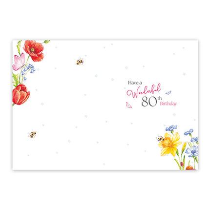 80th Birthday Card for Mum, Vibrant Floral Design