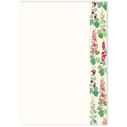Writing Paper Set - 10 Sheets with Envelopes - Emily Burningham 'Hollyhocks' Design - Stylish Stationery