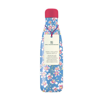 Insulated Drinks Bottle - Emily Burningham 'Saxifrage' - Artistic Floral Design - 500ml Stainless Steel Re-Usable Water Bottle
