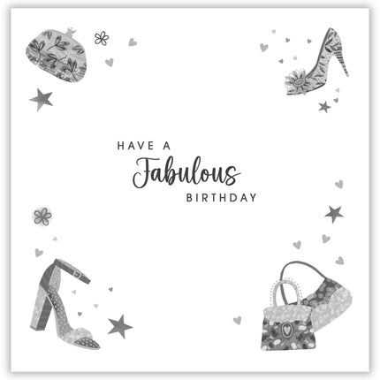 Birthday Card - Happy Birthday Card with Shoes and Handbags Design and Special Finishes - Birthday Card for Women, Girls