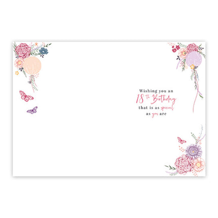 18th Birthday Card for a Lovely Daughter, Pretty Floral Balloons
