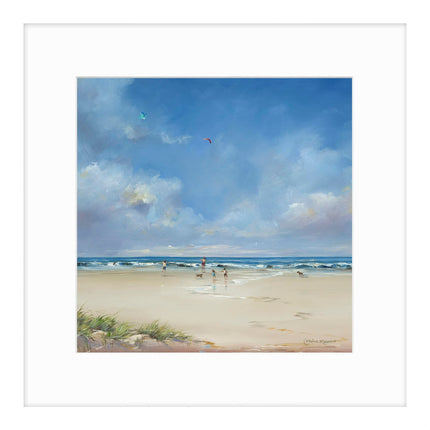 Beach Framed Print - Catching The Breeze Painting by Caroline Richmond - Coastal Themed Artwork - 43.5 x 43.5 cm