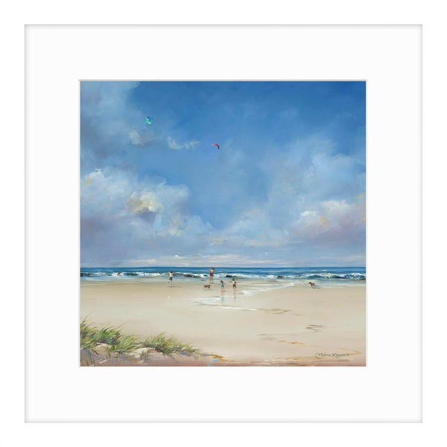 Beach Framed Print - Catching The Breeze Painting by Caroline Richmond - Coastal Themed Artwork - 43.5 x 43.5 cm