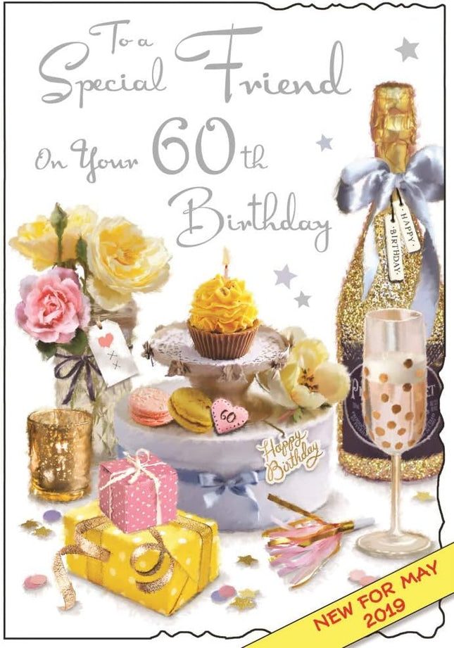 Birthday Card for a Special Friend - Age 60 Feminine Design