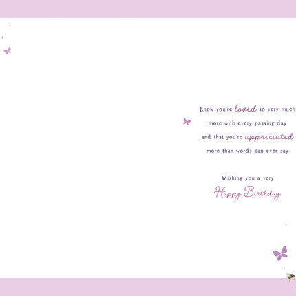 Birthday Card for Mam - Pretty Floral Butterflies Design - Premium Greeting Card with Envelope