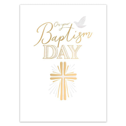 Baptism Card - Cross & Dove Design with Embossed Foil Finish, Eco-Friendly & Made in the UK