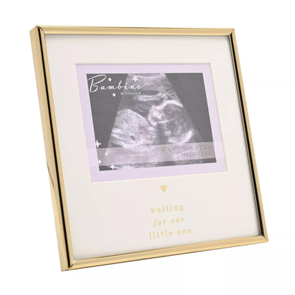 Widdop & Co. Baby Scan Photo Frame - Baby's Ultrasound Gold Picture Frame - Pregnancy Announcement & Baby Shower Idea - Keepsake Frame for Expecting Parents - “Waiting for You”