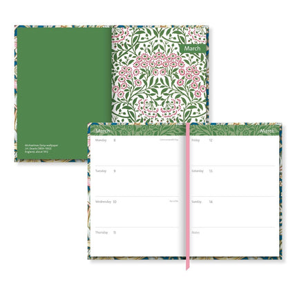 2027 A5 Diary - Week to View Desk Diary - Designer Patterns - UK Planner with Ribbon Bookmark - V&A Design