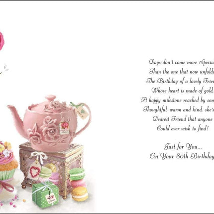 Birthday Card for a Special Friend - Age 80 Elegant Design