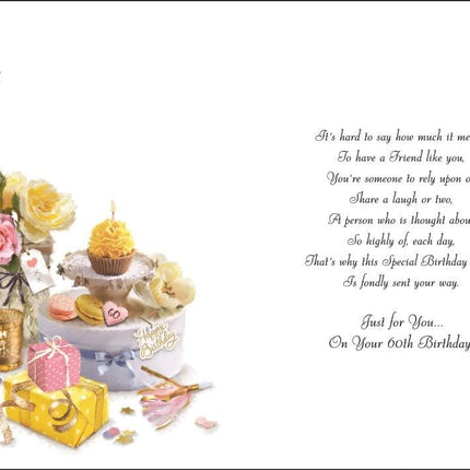 Birthday Card for a Special Friend - Age 60 Feminine Design