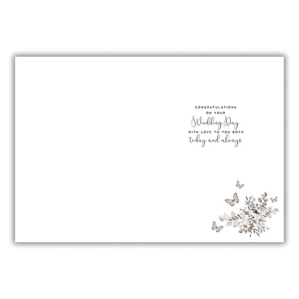 Wedding Congratulations Card - Floral Classic Car and Butterflies Design - Wedding Card for a Special Couple