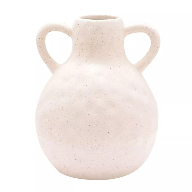 & Co. Hestia Ceramic Vase with Two Handles - Textured Effect in Neutral Tone - Decorative Vase for Home