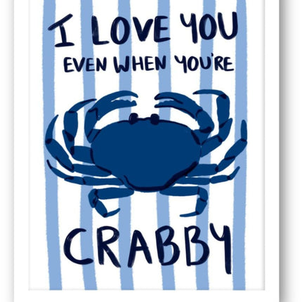 'I Love You Crabby' Funny Graphic Crab Framed Wall Art - 32 x 26 cm Ready to Hang Artwork Print for Home Decor - Pictures, Paintings & Prints for Living Room, Bedroom, Kitchen