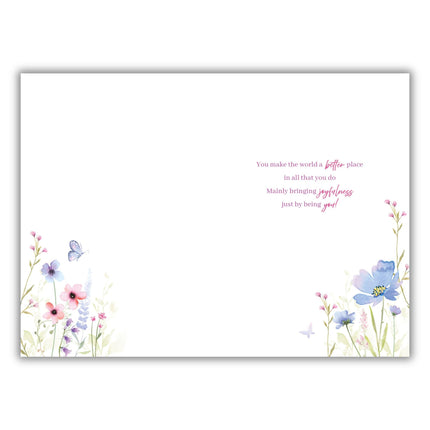 Birthday Card for Friend - Sentimental Wording & Floral Butterfly Design - Foil Finish - Pretty Birthday Greeting Card for a Special Friend - For Women