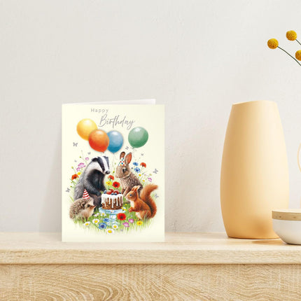 Birthday Card - Wildlife Birthday Party - 3D Embellishment & Foil Finish - Eco-Friendly & Made in the UK