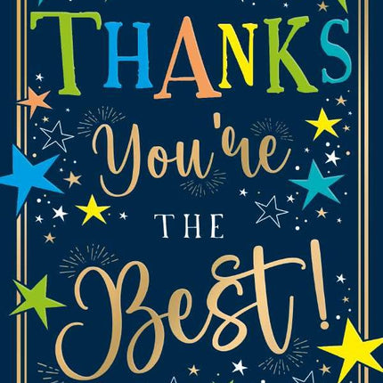 Thank You Card for Men - Modern Star Design - Embossed Gold Foil Finish - Premium Greeting Card with Envelope