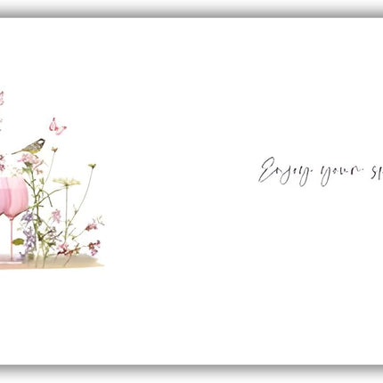 Birthday Card for Women – Pink Fizz & Floral Design