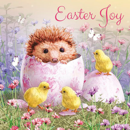 Cute Easter Greeting Cards Pack of 6 - Happy Easter Cards with 2 Assorted Designs - Rabbit, Hedgehog and Chicks - General Multipack for Family, Friends and Children - 127 x 127mm