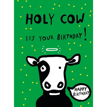 Funny Birthday Card for Men or Women - Amusing 'Holy Cow' Joke - Embossed Finish - Vibrant Premium Birthday Greeting Card with Envelope