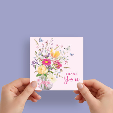 Thank You Cards Pack of 6 for Her, Pretty Flowers
