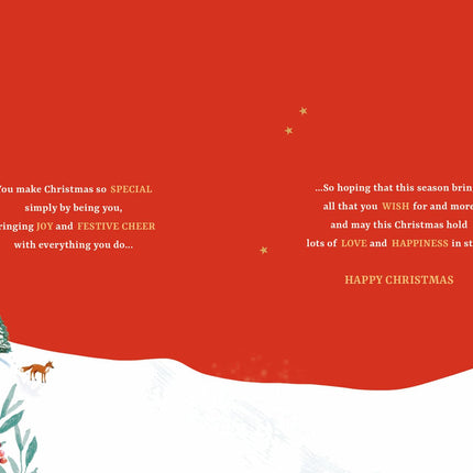 IC&G Christmas Card for Mum & Dad - Festive Steam Train Design - Embossed Foil Finish - Premium Quality Special Christmas Greeting Card with Envelope - For Parents