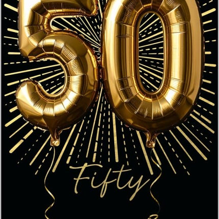 50th Birthday Card, Gold Foil Finish Celebration Design