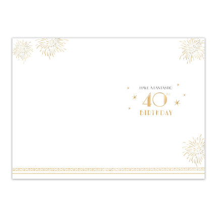 40th Birthday Card for Him - Stylish Art Deco Design with Foil Finish & Illustrated Insert Leaf, Eco-Friendly & Made in the UK